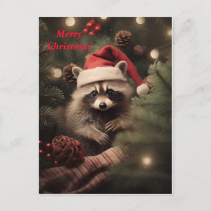 Merry kerst Racoon Feestdagenkaart
