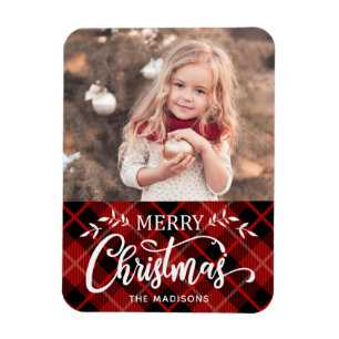 Merry kerst Red Black Pset Photo Magnet Magneet