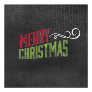 Merry kerst Red Green Chalkboard Art Perfect Poster