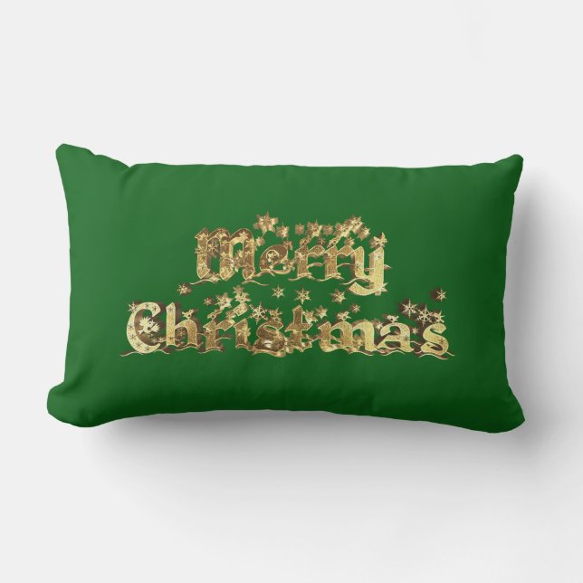 Merry kerst Red Green Gold Star-typografie Kussen (Voorkant)