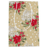 Merry kerst Red Poinsettia Medium Cadeauzakje (Voorkant)