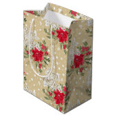 Merry kerst Red Poinsettia Medium Cadeauzakje (Achterkant Gekanteld)