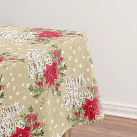 Merry kerst Red Poinsettia Tafelkleed (Voorbeeld)