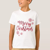 Merry kerst Red Snowflake Typography T-shirt (Voorkant)
