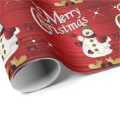 Merry kerst Red Snowman Cadeaupapier (Rol Hoek)
