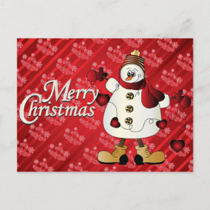 Merry kerst Red Snowman Feestdagenkaart