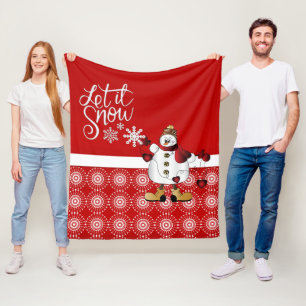 Merry kerst Red Snowman Fleece Deken