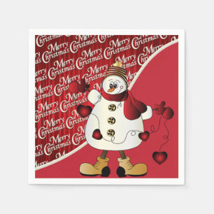 Merry kerst Red Snowman Servetten