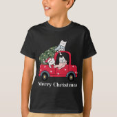Merry kerst Red Truck Cat Lover Pajama T-shirt (Voorkant)