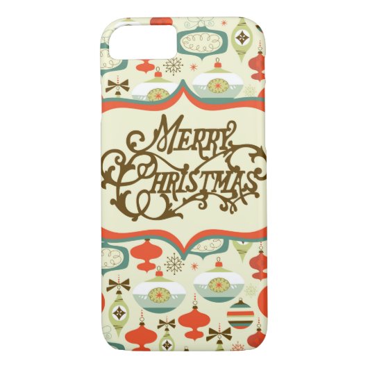Merry kerst Retro Ornament Design Case-Mate iPhone Case (Achterkant)