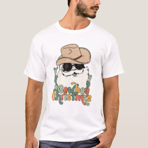 Merry kerst Retro Westerne Santa Cowboy T-shirt