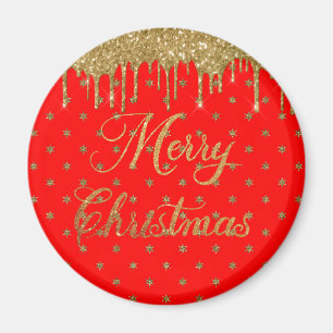 Merry kerst - rode glitter magneet