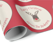 Merry kerst Rudolph Reindeer Gift Wrap Cadeaupapier (Rol Hoek)