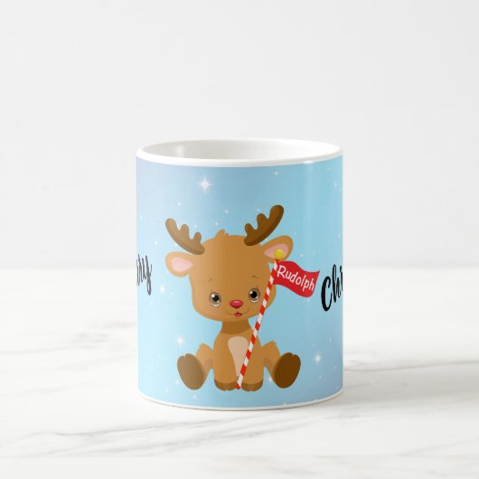 Merry kerst Rudolph Reindeer Koffiemok (Center)