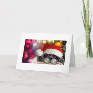 Merry kerst Shih Tzu Wenskaart Feestdagen Kaart