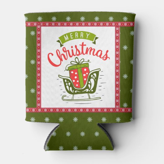 Merry kerst Slaap Festive Red Green Snowflake Blikjeskoeler (Voorkant)