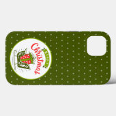 Merry kerst Sleigh Red Green Snowflake Patroon Case-Mate iPhone Case (Achterkant (horizontaal))