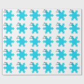Merry kerst Snowflake Pattern Blue White Cadeaupapier (Vlak)