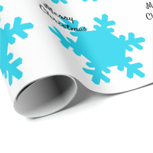 Merry kerst Snowflake Pattern Blue White Cadeaupapier