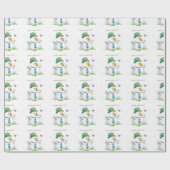 Merry kerst Snowman Cadeaupapier (Vlak)