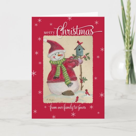 Merry kerst Snowman Feestdagen Kaart (Voorkant)