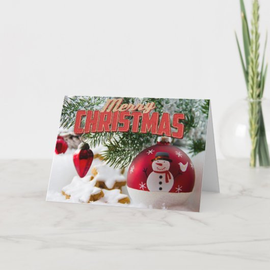 Merry kerst Snowman Feestdagen Kaart (Voorkant)