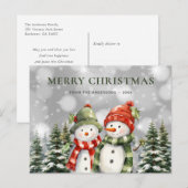 Merry kerst Snowman Feestdagenkaart (Voorkant / Achterkant)