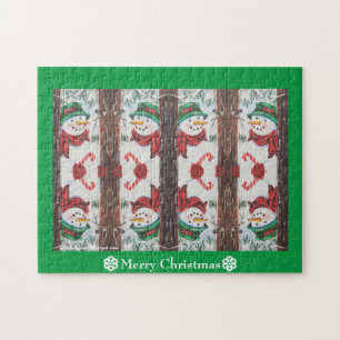 Merry kerst Snowman Legpuzzel