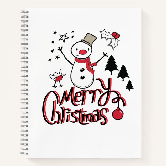 Merry kerst Snowman Notitieboek (Voorkant)