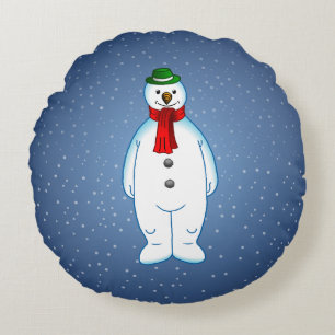 Merry kerst Snowman Rond Kussen