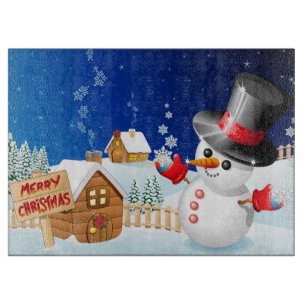 Merry kerst Snowman Snijplank