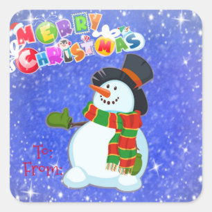 Merry kerst Snowman Vierkante Sticker