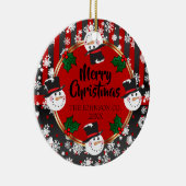 Merry kerst Snowmen Keramisch Ornament (Rechts)