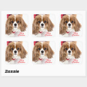 Merry kerst Snowy Cavalier King Charles Vierkante Sticker (Vel)