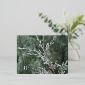 Merry kerst Sparking Frost Evergreen Branch Folie Feestdagen Briefkaart (Staand Voorkant)