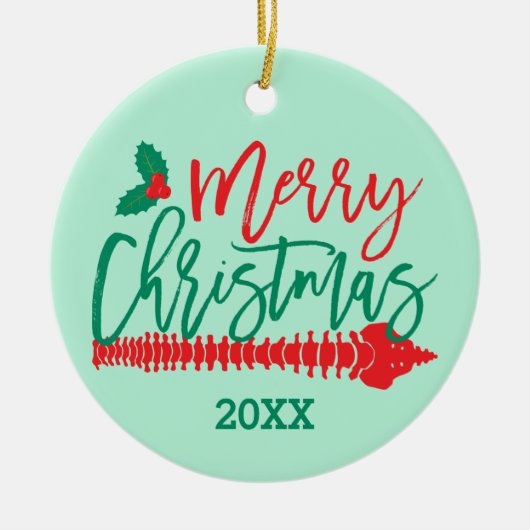 Merry kerst Spine Holly Chiropractic Keramisch Ornament (Voorkant)