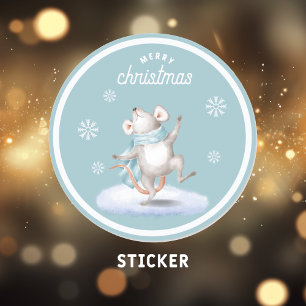 Merry-kerst-springdansermuis Ronde Sticker