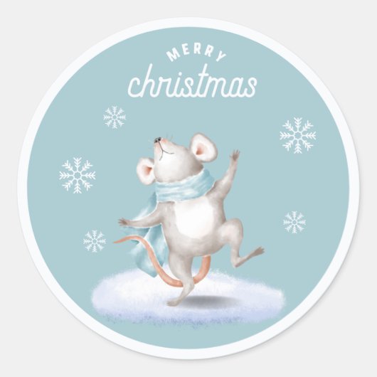 Merry-kerst-springdansermuis Ronde Sticker (Voorkant)