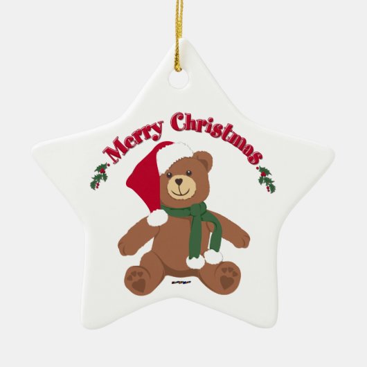 Merry kerst Teddy Bear Keramisch Ornament (Voorkant)