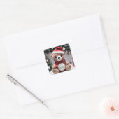 Merry kerst Teddy Bear Vierkante Sticker (Envelop)