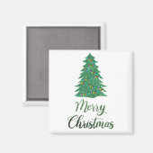 Merry kerst tree - green glitter magneet (Voorkant / Achterkant)