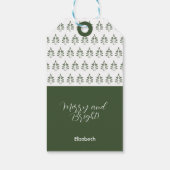 Merry kerst Tree Pattern Pine Green Cadeaulabel (Achterkant)