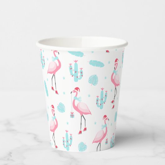 Merry kerst Tropical Beach Flamingo Papieren Bekers (Links)