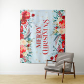 Merry kerst typografie Boho bloesgrens Wandkleed (In situ)