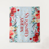 Merry kerst typografie Boho bloesgrens Wandkleed (Voorkant)