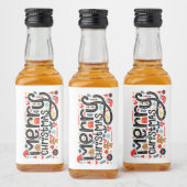 Merry kerst Typography Mini Likeurfles Etiket (Flessen)
