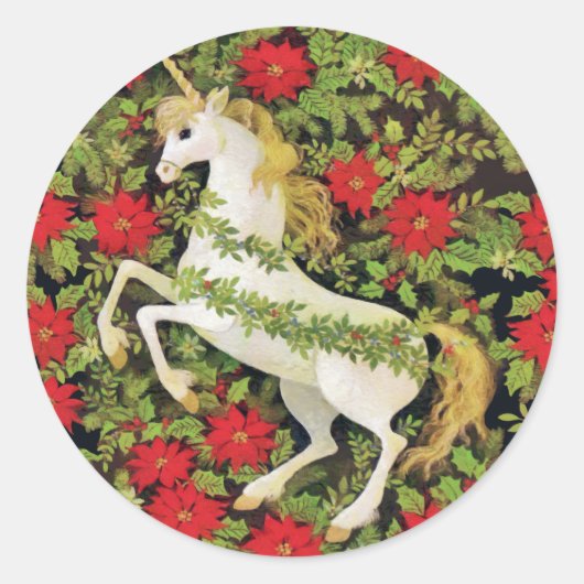 Merry kerst Unicorn Ronde Sticker (Voorkant)