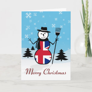Merry kerst Union Jack British Snowman Card Feestdagen Kaart