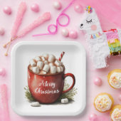 Merry kerst warme chocolade papieren bordje (Feest)