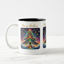 Merry kerst Whimsical-boom Tweekleurige Koffiemok
